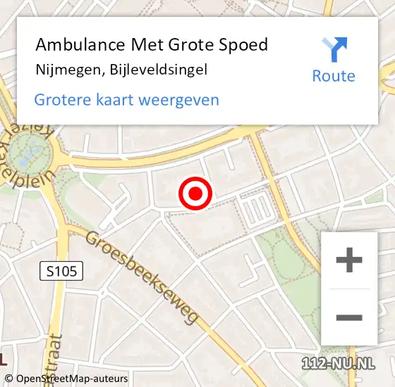 Locatie op kaart van de 112 melding: Ambulance Met Grote Spoed Naar Nijmegen, Bijleveldsingel op 3 oktober 2022 11:08