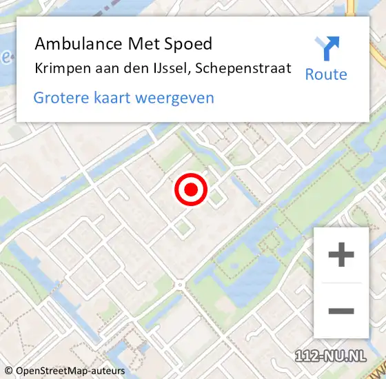 Locatie op kaart van de 112 melding: Ambulance Met Spoed Naar Krimpen aan den IJssel, Schepenstraat op 3 oktober 2022 12:52
