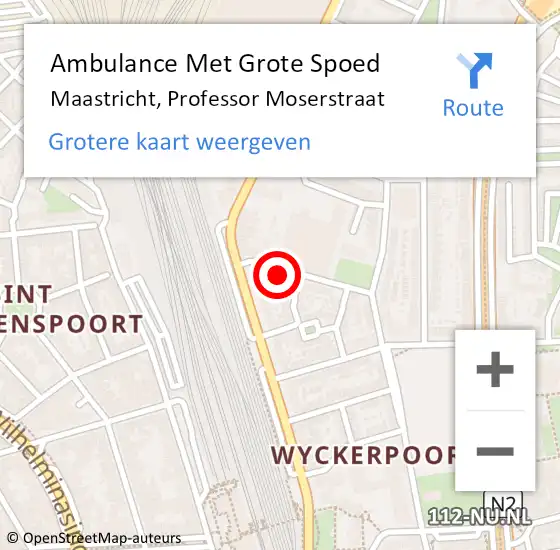 Locatie op kaart van de 112 melding: Ambulance Met Grote Spoed Naar Maastricht, Professor Moserstraat op 31 juli 2014 10:29
