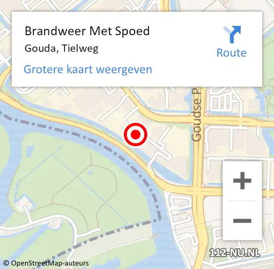 Locatie op kaart van de 112 melding: Brandweer Met Spoed Naar Gouda, Tielweg op 3 oktober 2022 13:28