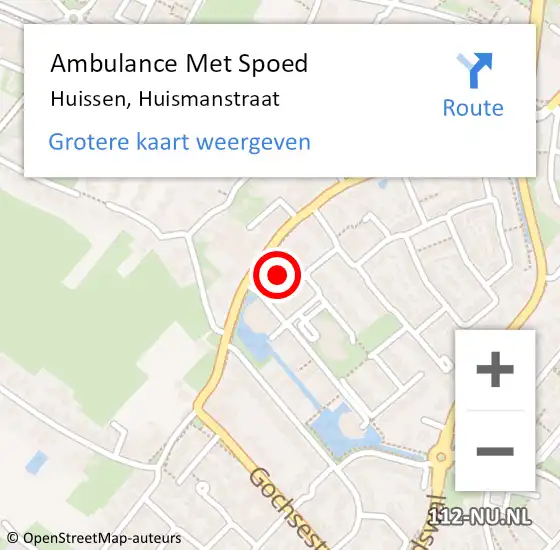 Locatie op kaart van de 112 melding: Ambulance Met Spoed Naar Huissen, Huismanstraat op 3 oktober 2022 13:46