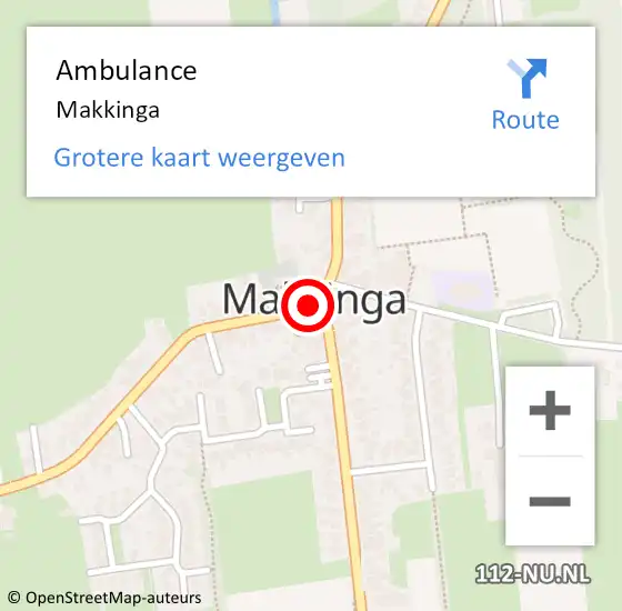 Locatie op kaart van de 112 melding: Ambulance Makkinga op 3 oktober 2022 14:30
