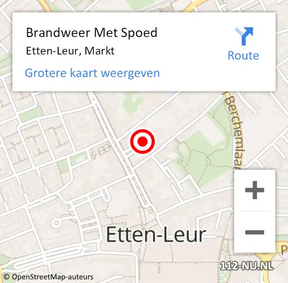 Locatie op kaart van de 112 melding: Brandweer Met Spoed Naar Etten-Leur, Markt op 3 oktober 2022 14:51