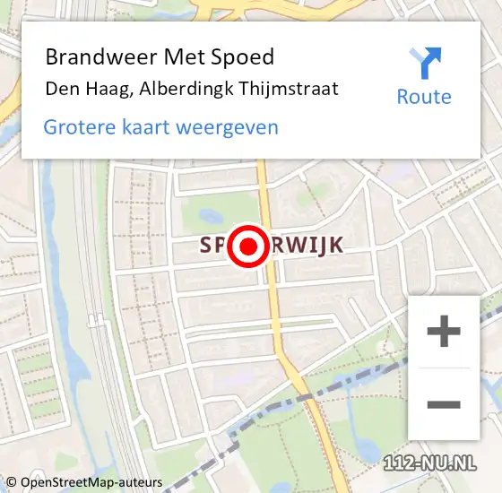 Locatie op kaart van de 112 melding: Brandweer Met Spoed Naar Den Haag, Alberdingk Thijmstraat op 3 oktober 2022 15:02