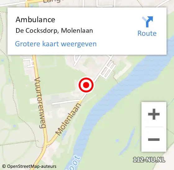 Locatie op kaart van de 112 melding: Ambulance De Cocksdorp, Molenlaan op 3 oktober 2022 16:33