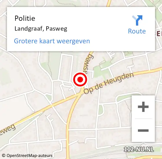 Locatie op kaart van de 112 melding: Politie Landgraaf, Pasweg op 3 oktober 2022 16:33
