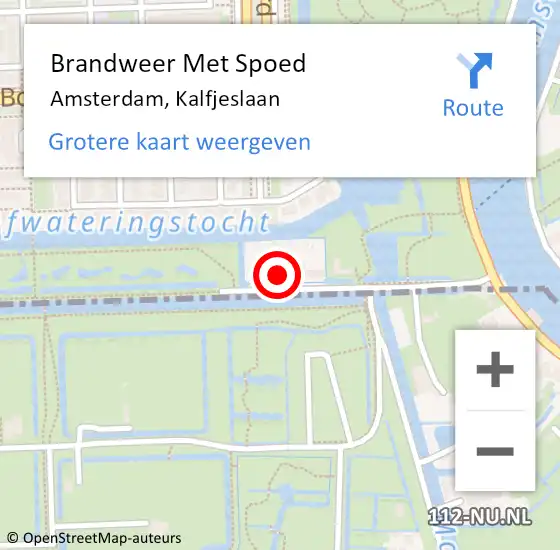 Locatie op kaart van de 112 melding: Brandweer Met Spoed Naar Amsterdam, Kalfjeslaan op 3 oktober 2022 16:55
