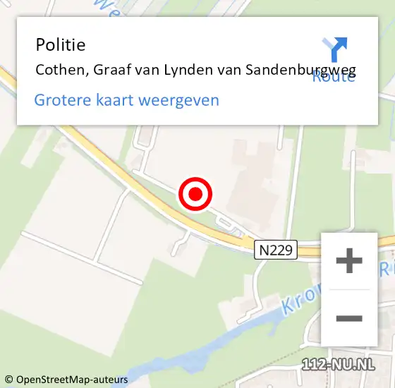 Locatie op kaart van de 112 melding: Politie Cothen, Graaf van Lynden van Sandenburgweg op 3 oktober 2022 17:34