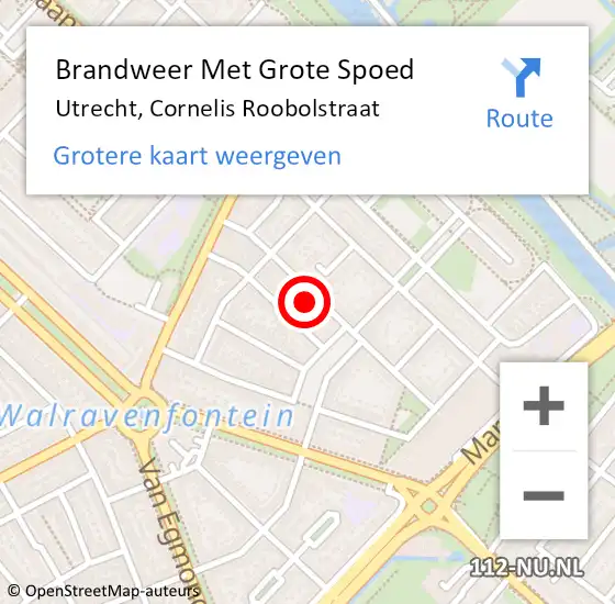 Locatie op kaart van de 112 melding: Brandweer Met Grote Spoed Naar Utrecht, Cornelis Roobolstraat op 3 oktober 2022 17:49