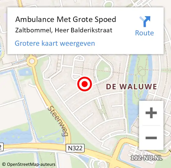 Locatie op kaart van de 112 melding: Ambulance Met Grote Spoed Naar Zaltbommel, Heer Balderikstraat op 3 oktober 2022 18:01
