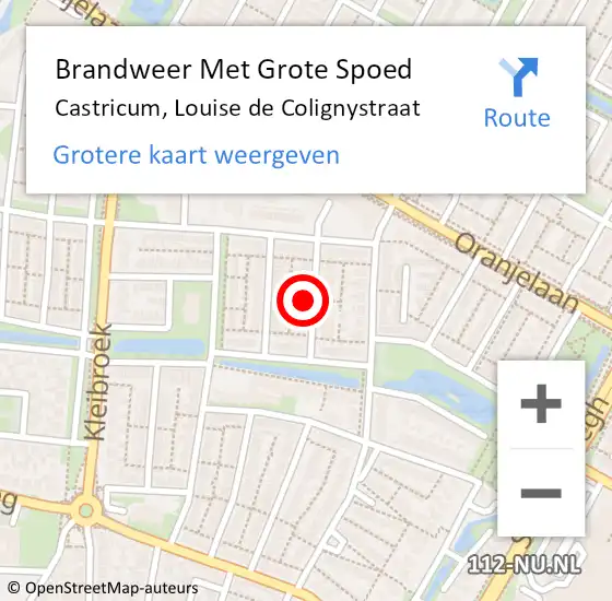 Locatie op kaart van de 112 melding: Brandweer Met Grote Spoed Naar Castricum, Louise de Colignystraat op 3 oktober 2022 21:18