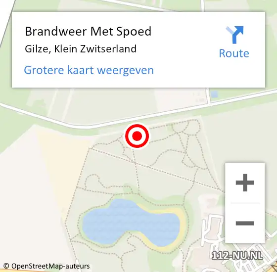 Locatie op kaart van de 112 melding: Brandweer Met Spoed Naar Gilze, Klein Zwitserland op 4 oktober 2022 02:45