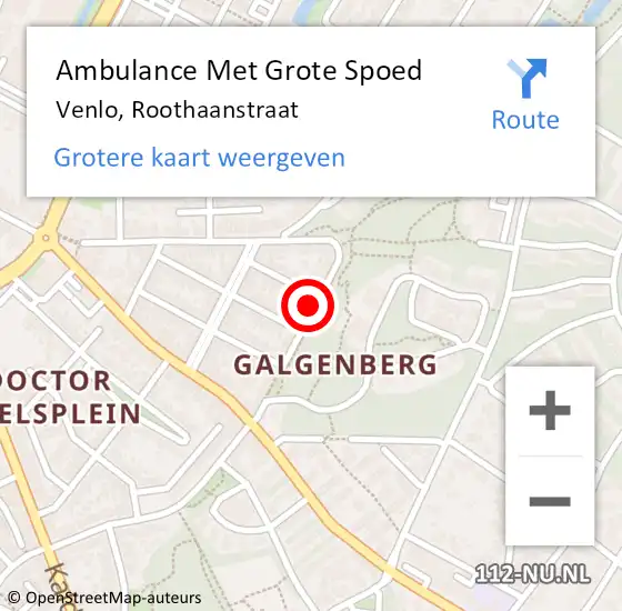 Locatie op kaart van de 112 melding: Ambulance Met Grote Spoed Naar Venlo, Roothaanstraat op 31 juli 2014 11:53