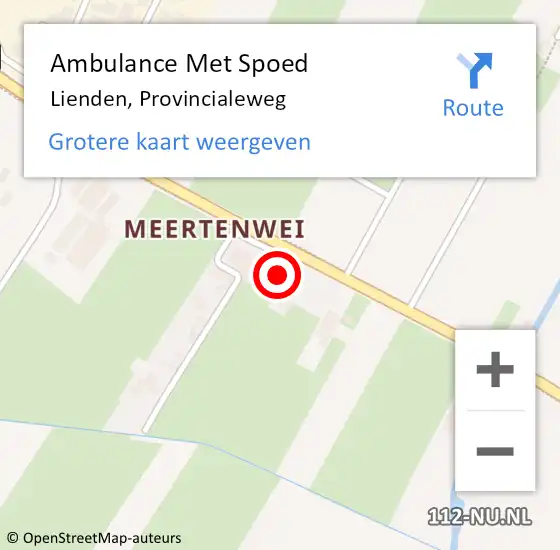 Locatie op kaart van de 112 melding: Ambulance Met Spoed Naar Lienden, Provincialeweg op 4 oktober 2022 10:50