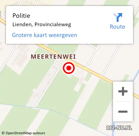 Locatie op kaart van de 112 melding: Politie Lienden, Provincialeweg op 4 oktober 2022 10:52
