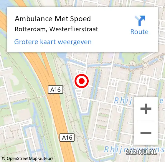 Locatie op kaart van de 112 melding: Ambulance Met Spoed Naar Rotterdam, Westerflierstraat op 4 oktober 2022 13:57