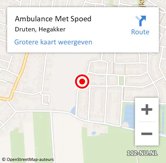 Locatie op kaart van de 112 melding: Ambulance Met Spoed Naar Druten, Hegakker op 4 oktober 2022 14:22