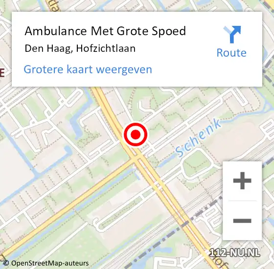 Locatie op kaart van de 112 melding: Ambulance Met Grote Spoed Naar Den Haag, Hofzichtlaan op 4 oktober 2022 15:12