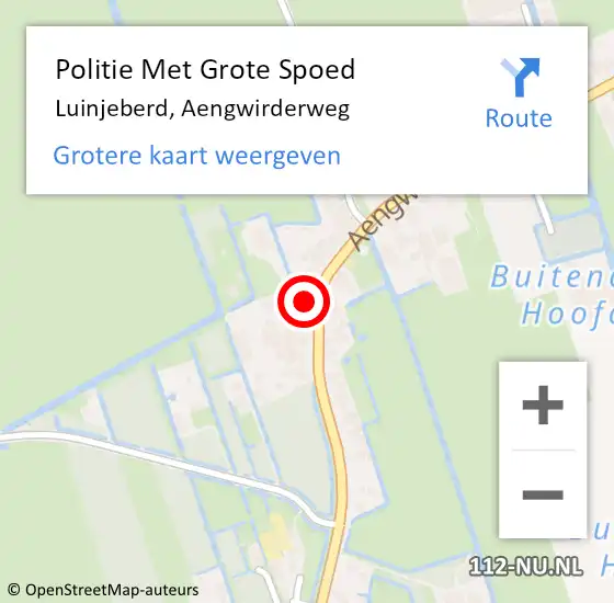 Locatie op kaart van de 112 melding: Politie Met Grote Spoed Naar Luinjeberd, Aengwirderweg op 4 oktober 2022 15:19