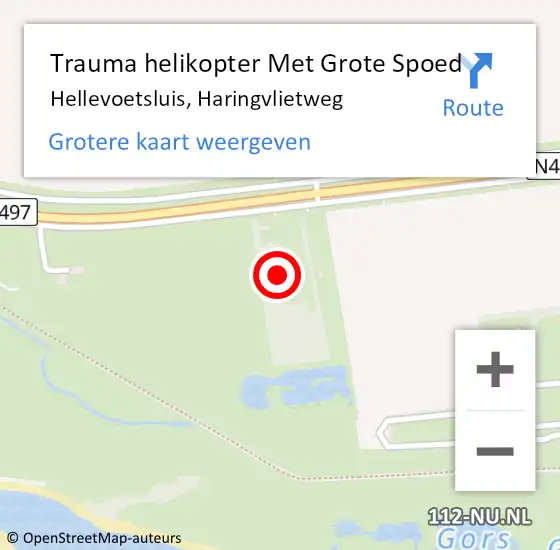 Locatie op kaart van de 112 melding: Trauma helikopter Met Grote Spoed Naar Hellevoetsluis, Haringvlietweg op 4 oktober 2022 15:27