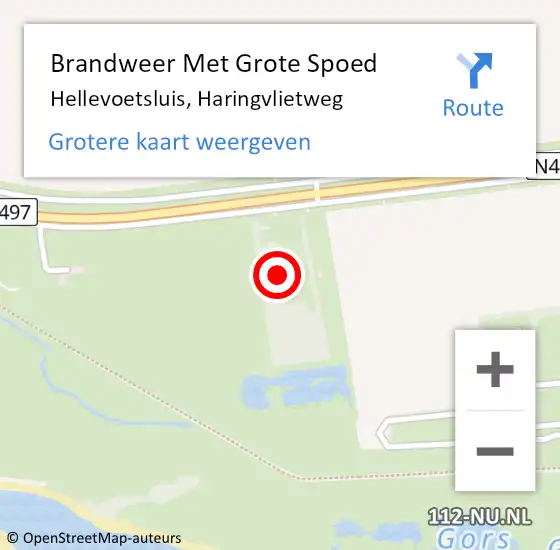 Locatie op kaart van de 112 melding: Brandweer Met Grote Spoed Naar Hellevoetsluis, Haringvlietweg op 4 oktober 2022 15:32