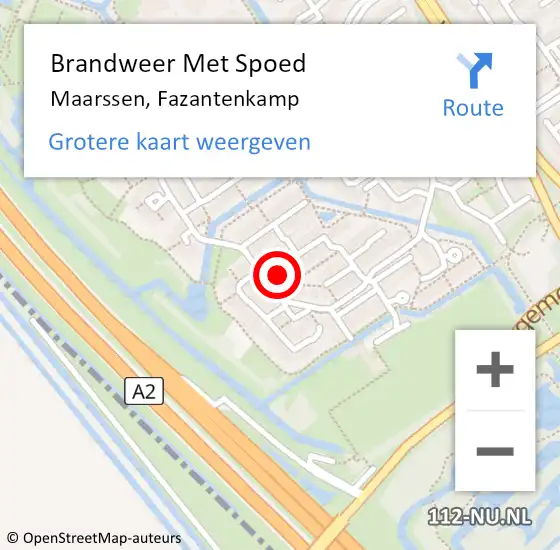 Locatie op kaart van de 112 melding: Brandweer Met Spoed Naar Maarssen, Fazantenkamp op 4 oktober 2022 16:04