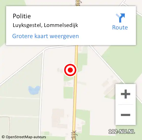 Locatie op kaart van de 112 melding: Politie Luyksgestel, Lommelsedijk op 4 oktober 2022 16:07