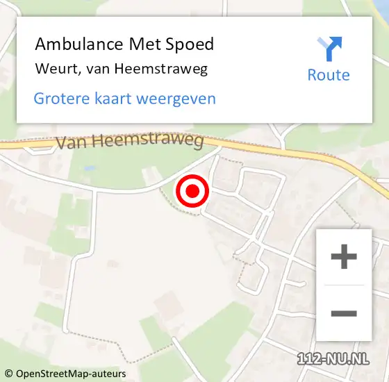 Locatie op kaart van de 112 melding: Ambulance Met Spoed Naar Weurt, van Heemstraweg op 4 oktober 2022 17:22