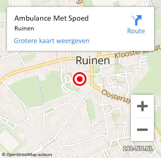 Locatie op kaart van de 112 melding: Ambulance Met Spoed Naar Ruinen op 4 oktober 2022 17:40