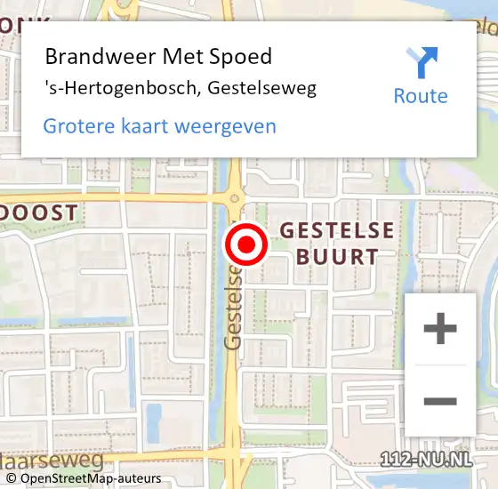 Locatie op kaart van de 112 melding: Brandweer Met Spoed Naar 's-Hertogenbosch, Gestelseweg op 4 oktober 2022 18:07