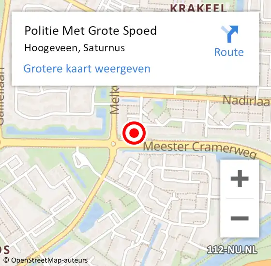 Locatie op kaart van de 112 melding: Politie Met Grote Spoed Naar Hoogeveen, Saturnus op 4 oktober 2022 19:26