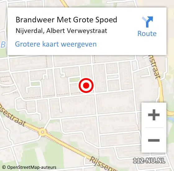 Locatie op kaart van de 112 melding: Brandweer Met Grote Spoed Naar Nijverdal, Albert Verweystraat op 5 oktober 2022 01:02