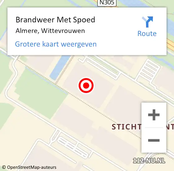 Locatie op kaart van de 112 melding: Brandweer Met Spoed Naar Almere, Wittevrouwen op 5 oktober 2022 02:28