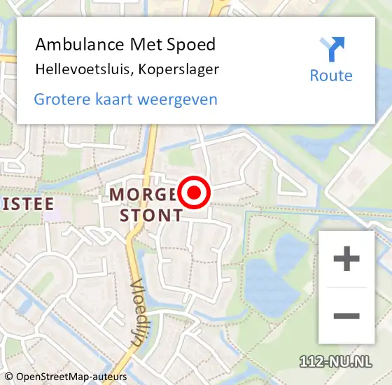 Locatie op kaart van de 112 melding: Ambulance Met Spoed Naar Hellevoetsluis, Koperslager op 5 oktober 2022 07:46