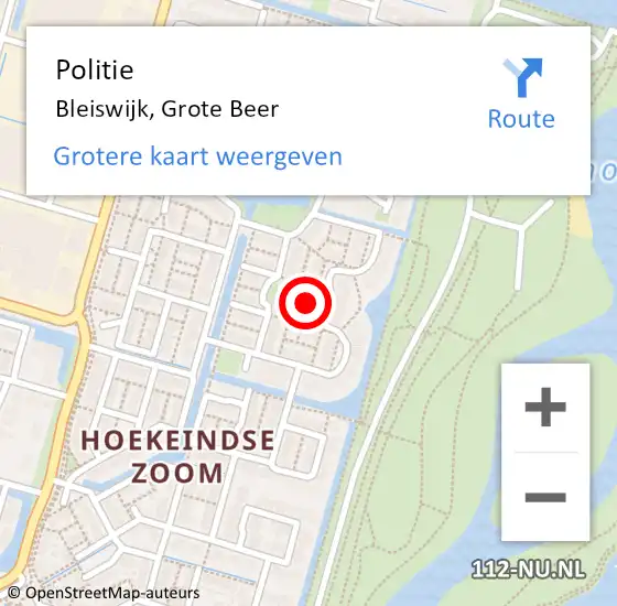 Locatie op kaart van de 112 melding: Politie Bleiswijk, Grote Beer op 5 oktober 2022 10:06
