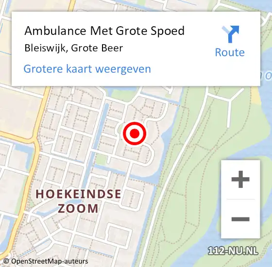 Locatie op kaart van de 112 melding: Ambulance Met Grote Spoed Naar Bleiswijk, Grote Beer op 5 oktober 2022 10:06