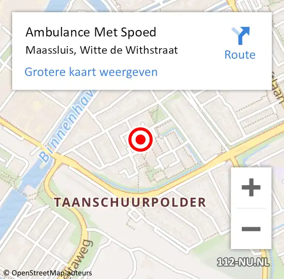 Locatie op kaart van de 112 melding: Ambulance Met Spoed Naar Maassluis, Witte de Withstraat op 5 oktober 2022 11:23