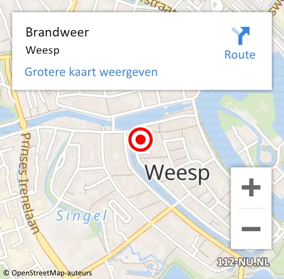 Locatie op kaart van de 112 melding: Brandweer Weesp op 31 juli 2014 13:39