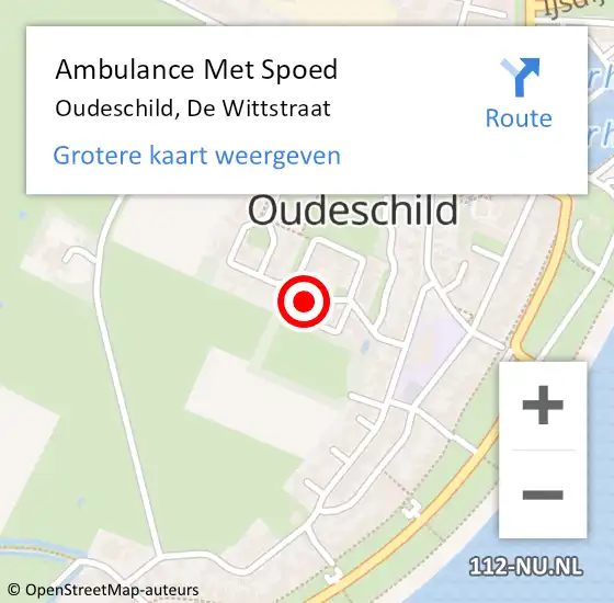 Locatie op kaart van de 112 melding: Ambulance Met Spoed Naar Oudeschild, De Wittstraat op 5 oktober 2022 11:59