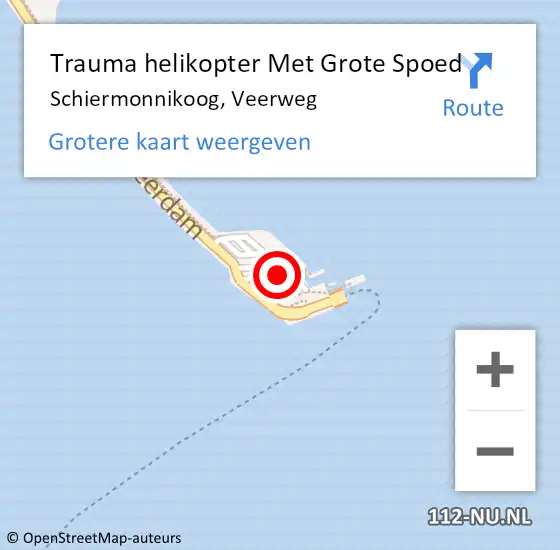 Locatie op kaart van de 112 melding: Trauma helikopter Met Grote Spoed Naar Schiermonnikoog, Veerweg op 5 oktober 2022 13:11