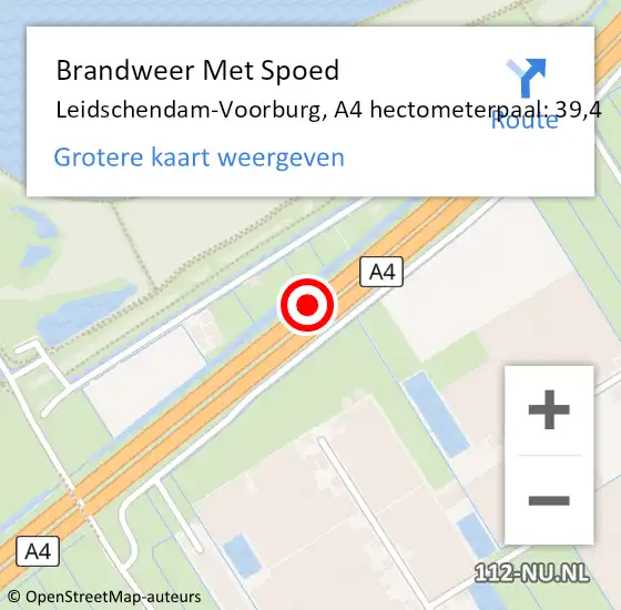 Locatie op kaart van de 112 melding: Brandweer Met Spoed Naar Leidschendam-Voorburg, A4 hectometerpaal: 39,4 op 5 oktober 2022 14:01