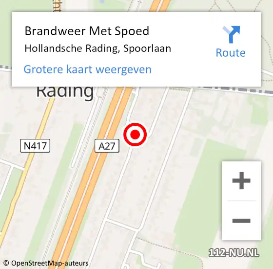 Locatie op kaart van de 112 melding: Brandweer Met Spoed Naar Hollandsche Rading, Spoorlaan op 5 oktober 2022 14:06