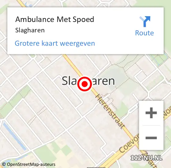Locatie op kaart van de 112 melding: Ambulance Met Spoed Naar Slagharen op 5 oktober 2022 14:12