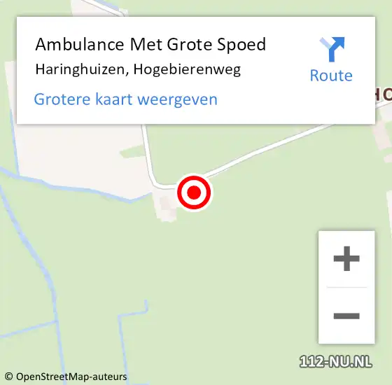 Locatie op kaart van de 112 melding: Ambulance Met Grote Spoed Naar Haringhuizen, Hogebierenweg op 5 oktober 2022 14:43