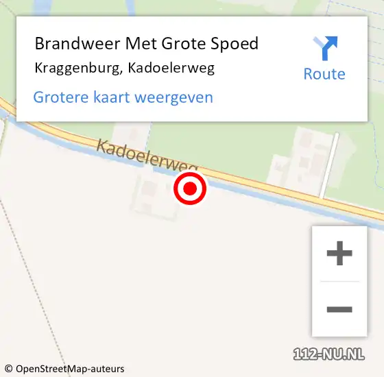 Locatie op kaart van de 112 melding: Brandweer Met Grote Spoed Naar Kraggenburg, Kadoelerweg op 5 oktober 2022 15:14
