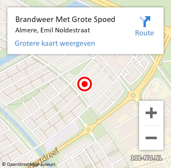 Locatie op kaart van de 112 melding: Brandweer Met Grote Spoed Naar Almere, Emil Noldestraat op 31 juli 2014 13:58