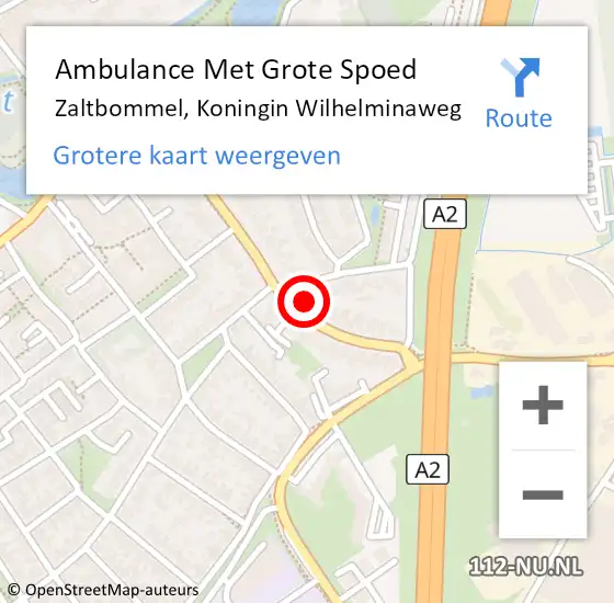 Locatie op kaart van de 112 melding: Ambulance Met Grote Spoed Naar Zaltbommel, Koningin Wilhelminaweg op 5 oktober 2022 17:54
