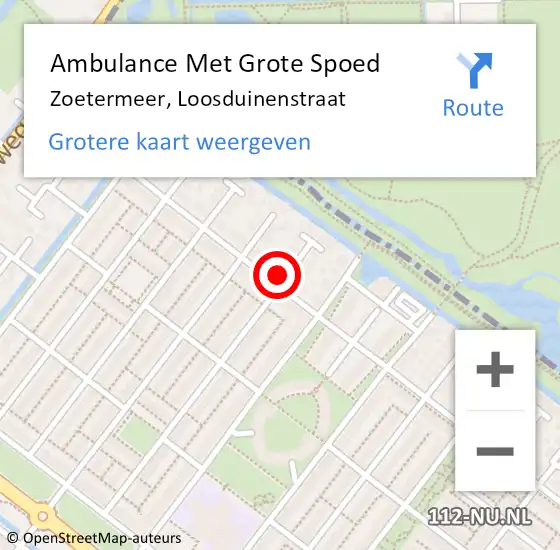 Locatie op kaart van de 112 melding: Ambulance Met Grote Spoed Naar Zoetermeer, Loosduinenstraat op 5 oktober 2022 20:15