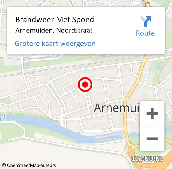 Locatie op kaart van de 112 melding: Brandweer Met Spoed Naar Arnemuiden, Noordstraat op 5 oktober 2022 20:40