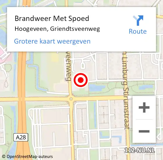 Locatie op kaart van de 112 melding: Brandweer Met Spoed Naar Hoogeveen, Griendtsveenweg op 5 oktober 2022 21:19